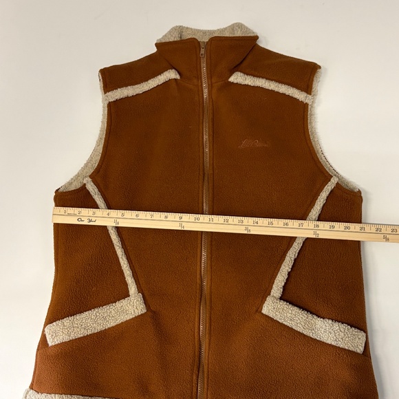 L.L. Bean Sherpa Fleece Brown Women's Vintage Vest Size Medium - Picture 8 of 9